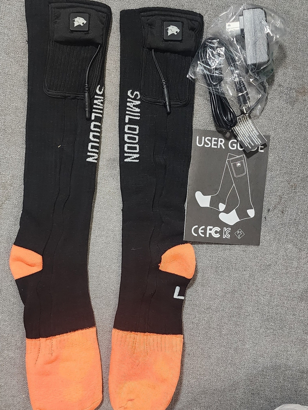 Heated Compression Socks for Men — Black with Orange